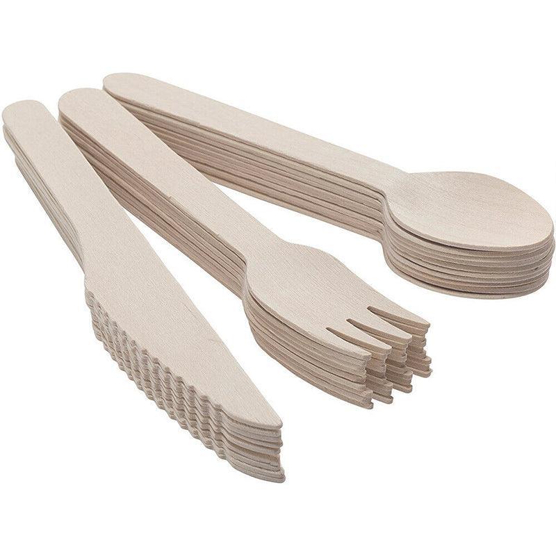 Wooden Cutlery Set Disposable Bamboo Wood Bulk Buy Forks Spoons Knives Party - 100PCS Knives 12