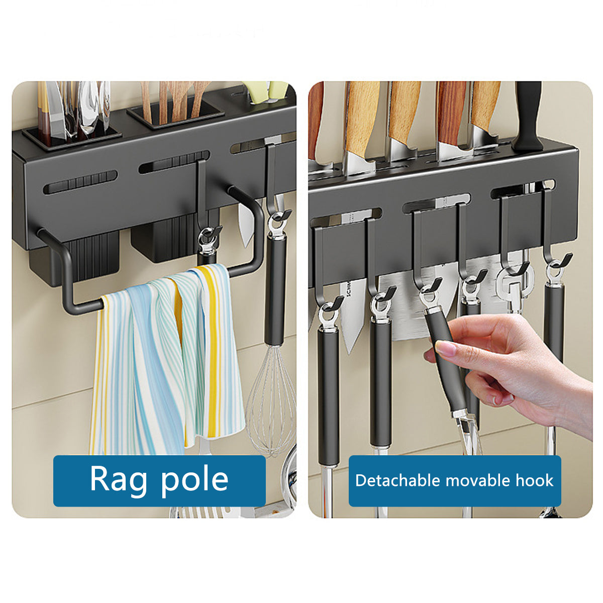 Stainless Steel Kitchen Utensil Storage Rack Organiser Knife Pan Holder Shelves 5