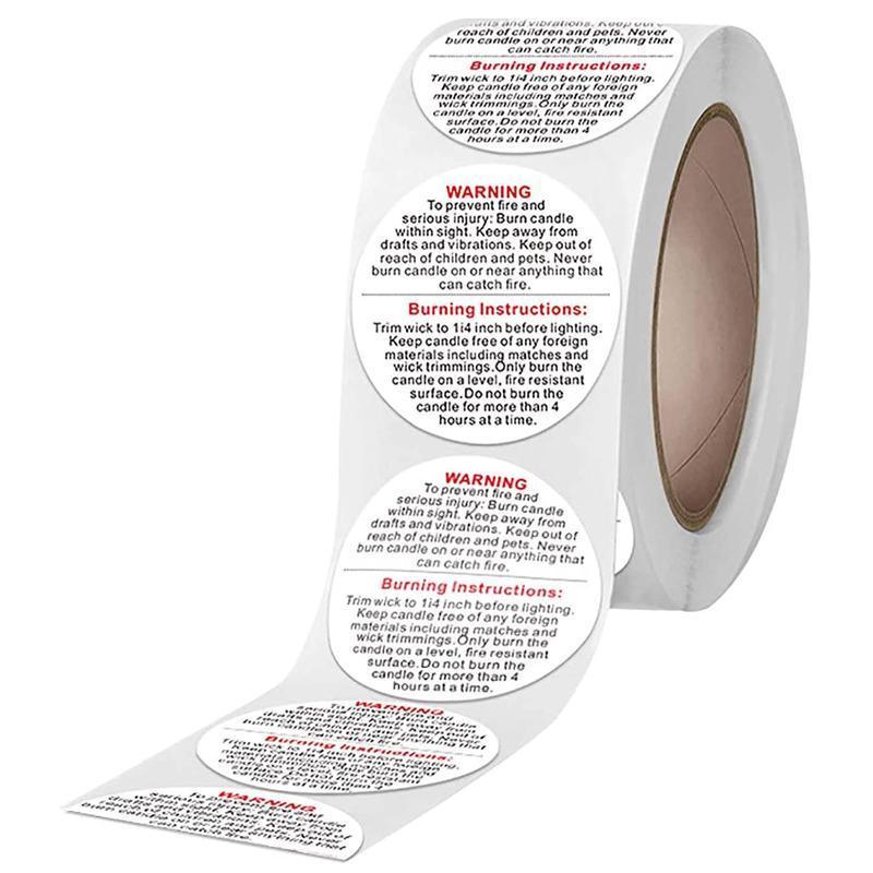 500PCS Candle Warning Labels Roll Round Stickers for Jars Wax Melts Containers 4