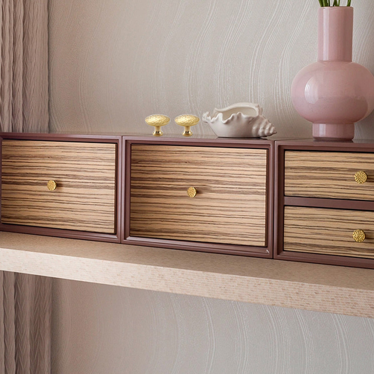 Gold Hammer Ball Handle Knob Closet Door Pull Drawer Handle Wardrobe Hardware - Flat Round Shape 4