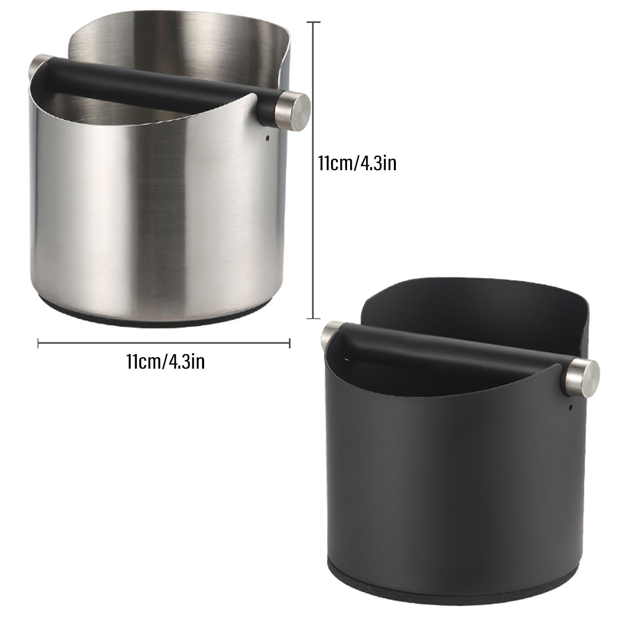 Stainless Steel Coffee Grounds Knock Box Round Tap Bucket for Household Espresso - Black 3