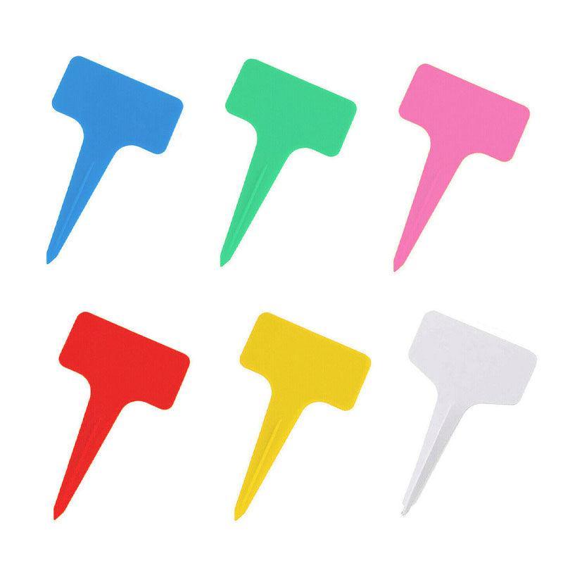 T-Type Plant Labels Flexible Plastic Garden Tags Nursey Seeding Marker Pen White - Red