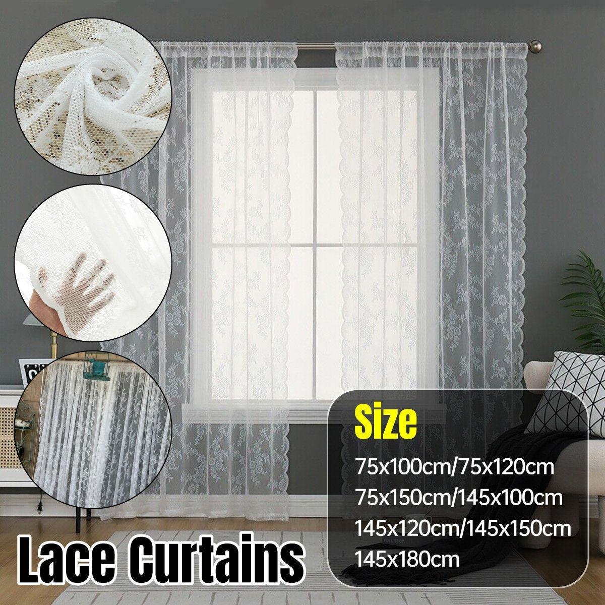 Elegant Lace Curtain Bedroom Window Door Screen Privacy Window Decor - 75*120cm 3