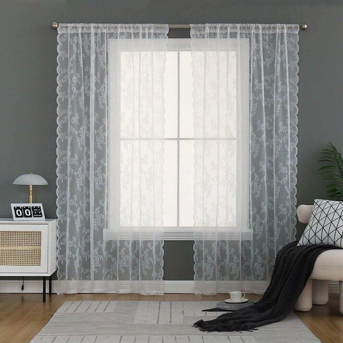 Elegant Lace Curtain Bedroom Window Door Screen Privacy Window Decor - 75*120cm 5