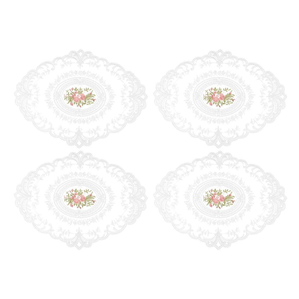 4 Pack Retro Lace Oval Placemats 31x42cm French Crochet Doilies 4 Colors Set - Sky Blue 6