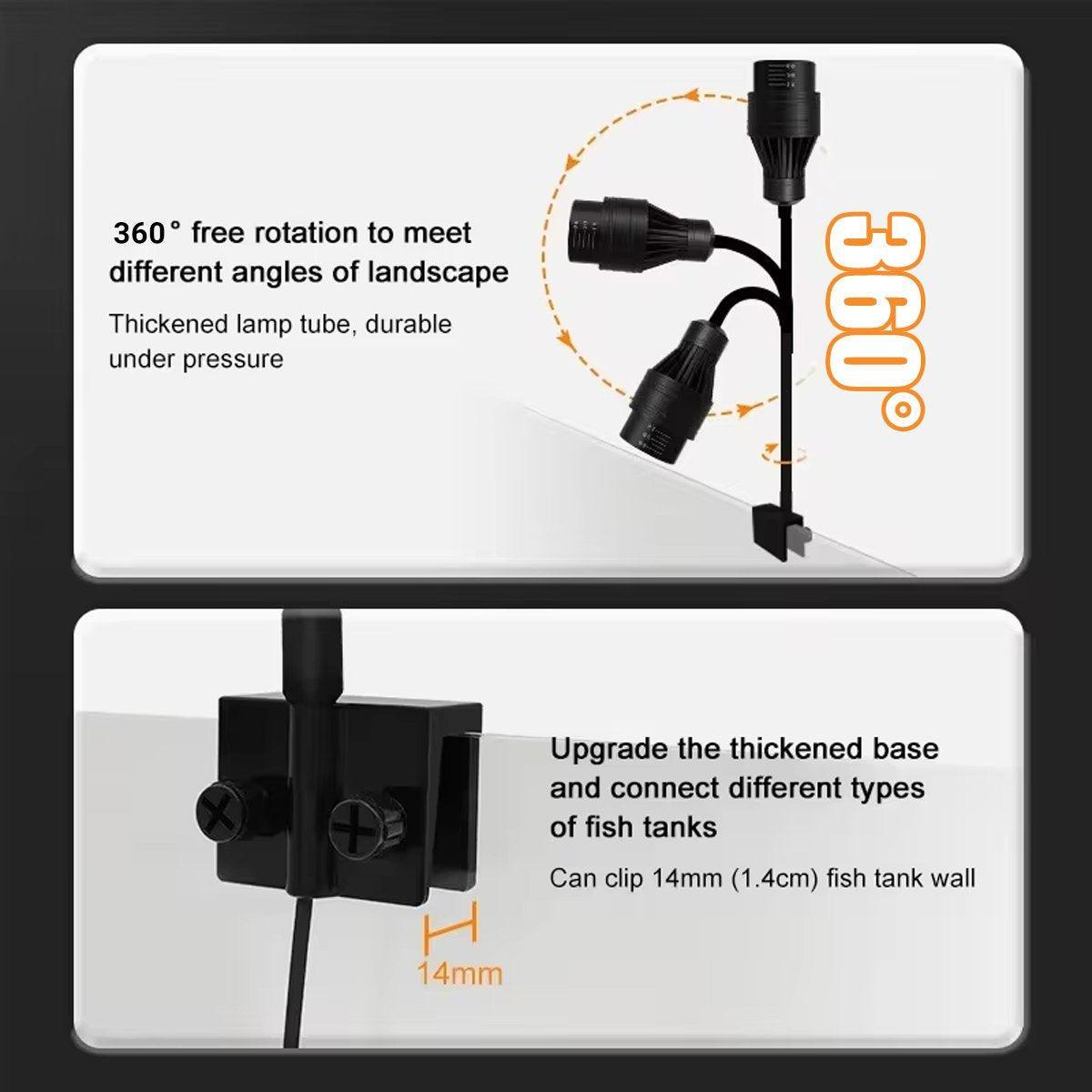 Fish Tank Clamp Light Special Focus Aquarium Lamp for Viewing Landscape Lighting - 9.6W 5
