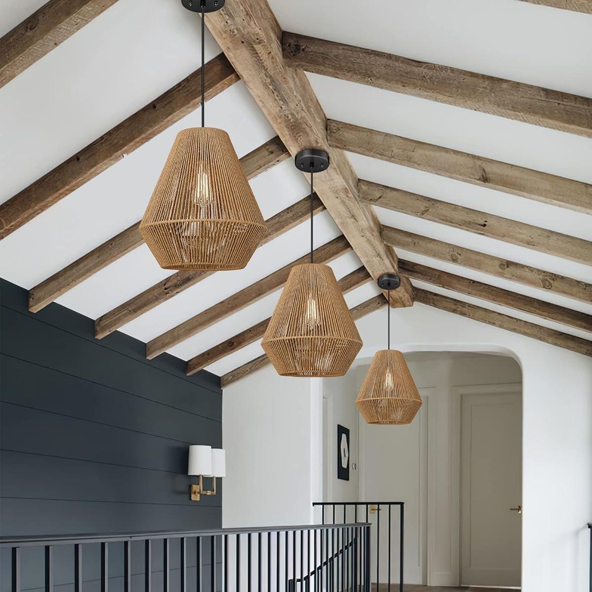 Braided Paper Rope Lampshade Chandelier Hanging Decoration for Lighting Decor 4