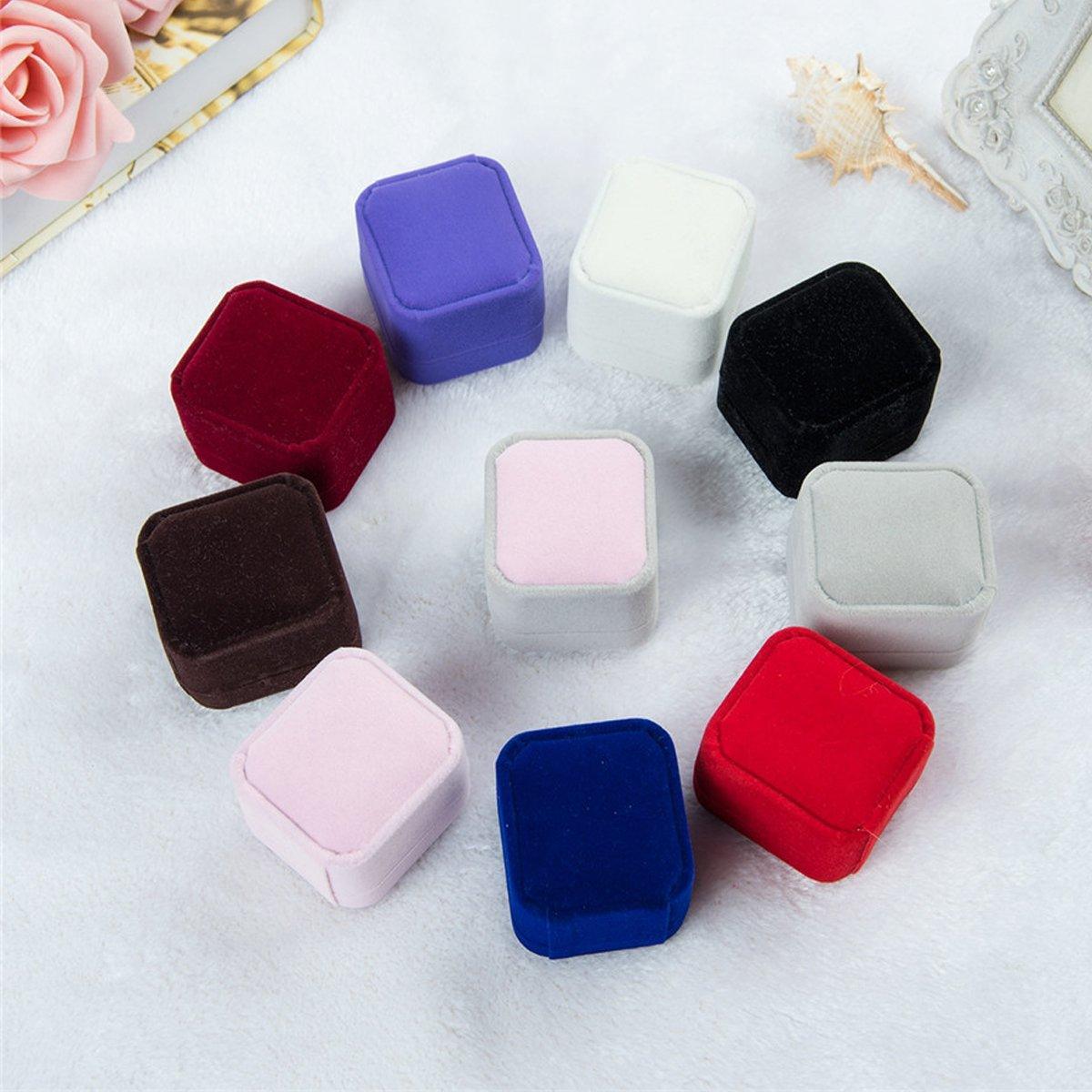 10X Flannel Ring Jewelry Earring Ring Jewelry Boxes Exquisite Gift Organizer - Apricot 4