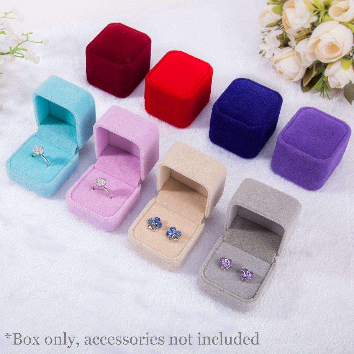 10X Flannel Ring Jewelry Earring Ring Jewelry Boxes Exquisite Gift Organizer - Apricot 5
