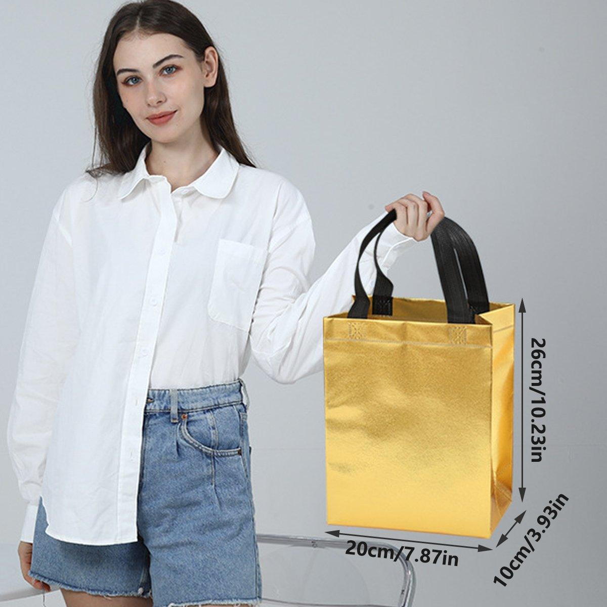 24pcs Laser Non Woven Gift Bags Tote Bags for Party Favor Wedding and Birthday - Rose Red 3