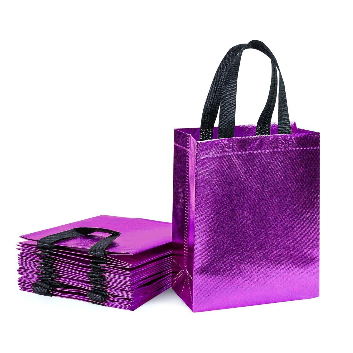 24pcs Laser Non Woven Gift Bags Tote Bags for Party Favor Wedding and Birthday - Rose Red 8