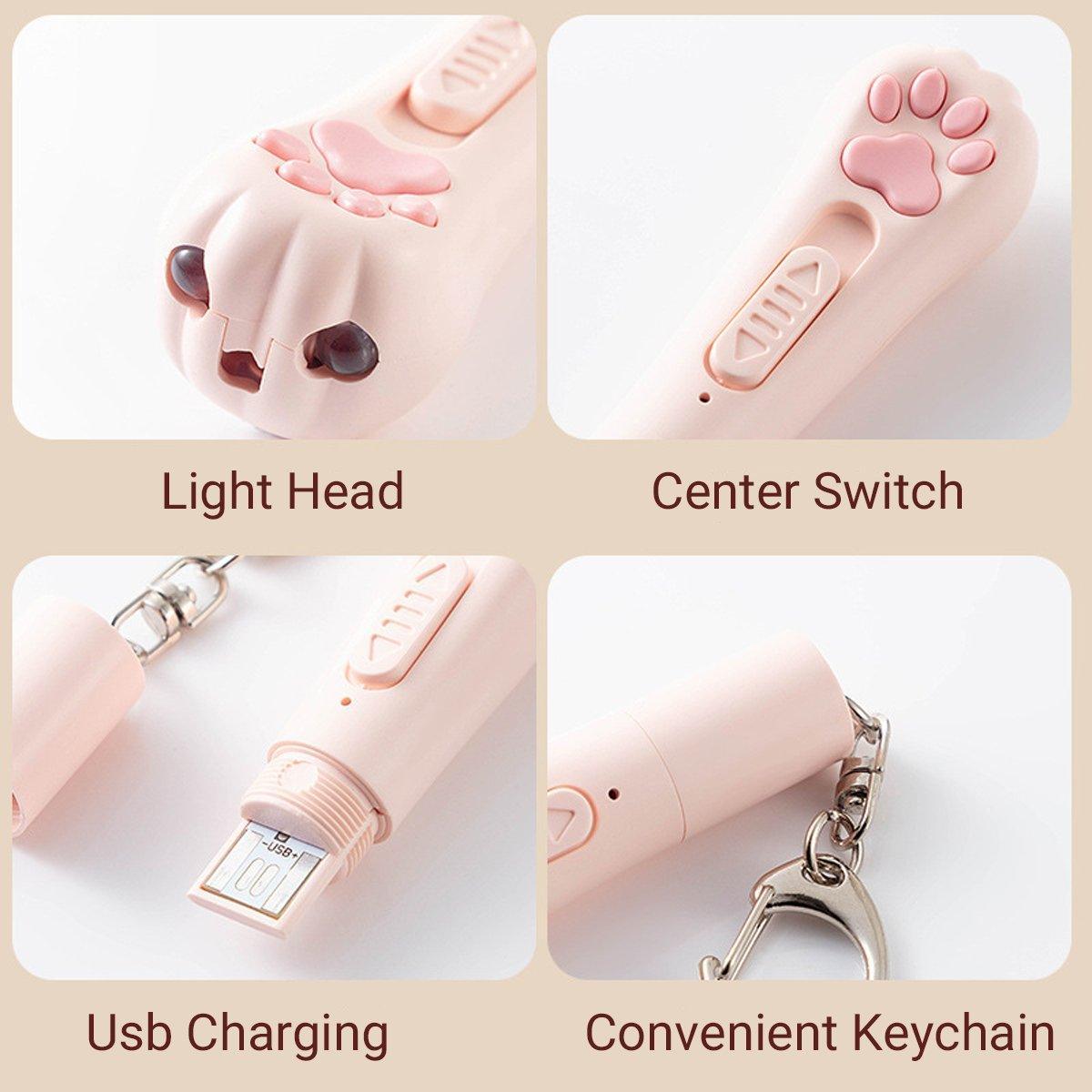 Mini Handheld Cat Claw Teasing Toy Interactive Pet Play Wand for Kitten Exercise - Pink 5