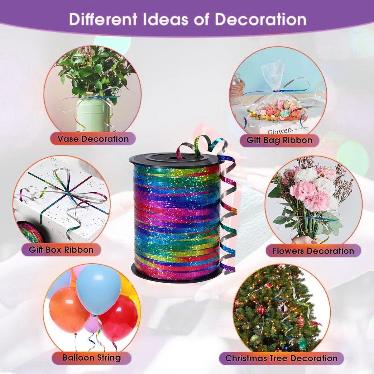 400m Glitter Laser Ribbon for Balloons Birthday Party Banners Pull String Tie 4