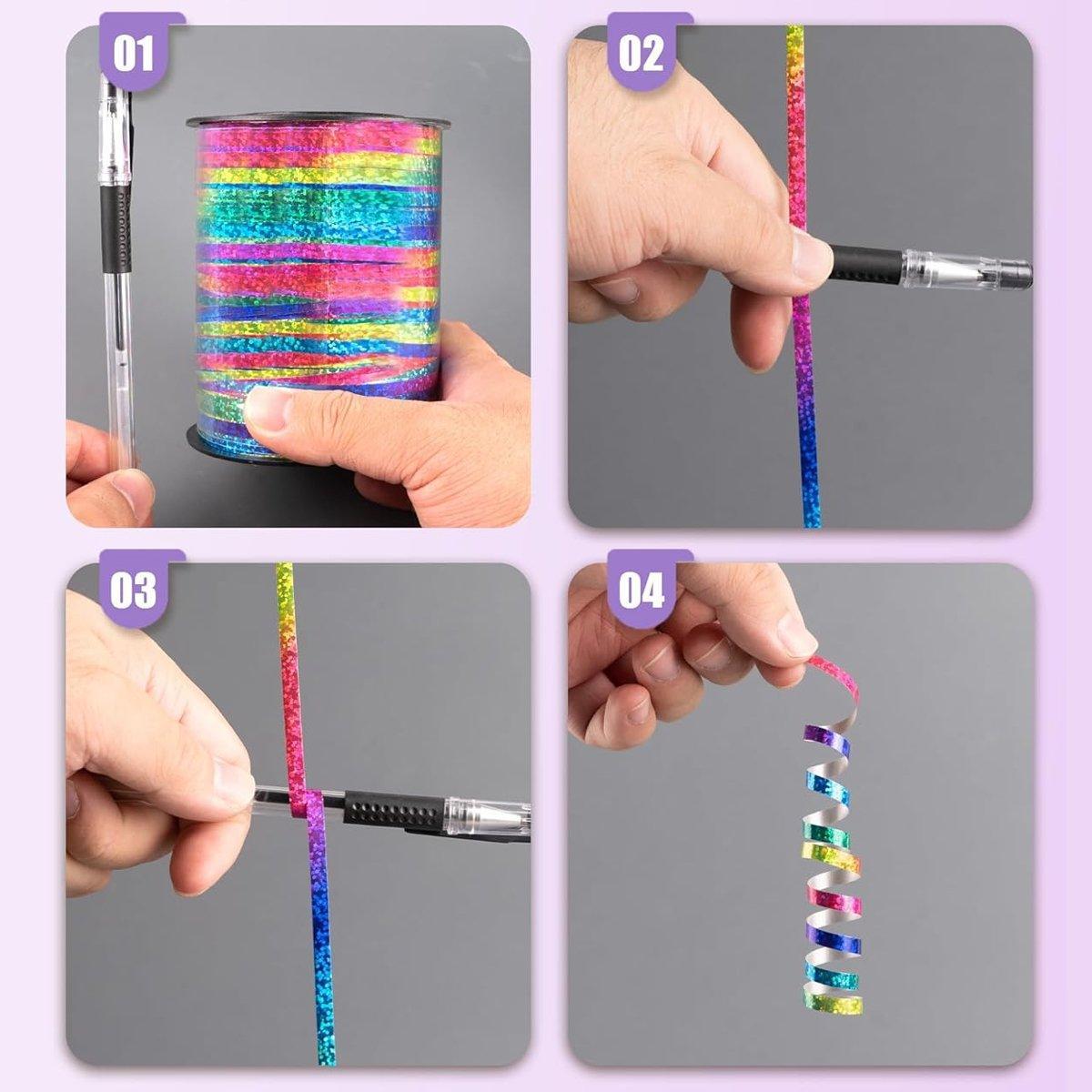 400m Glitter Laser Ribbon for Balloons Birthday Party Banners Pull String Tie 5