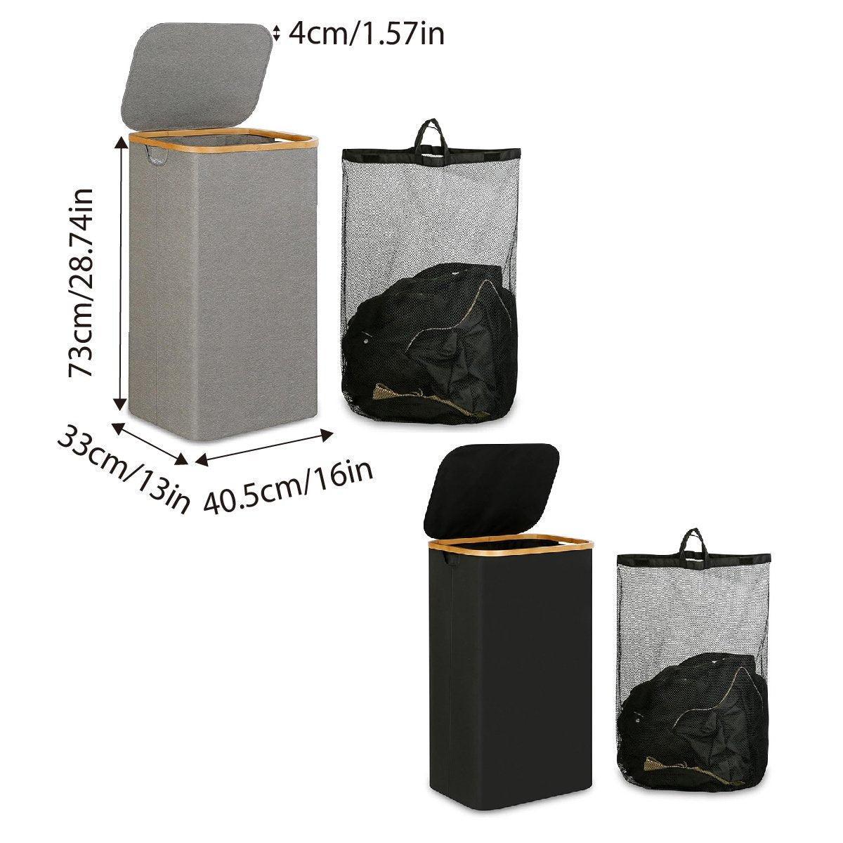 Bathroom Laundry Basket Large Clothes Hamper Dirty Laundry Storage Organizer - Black 3