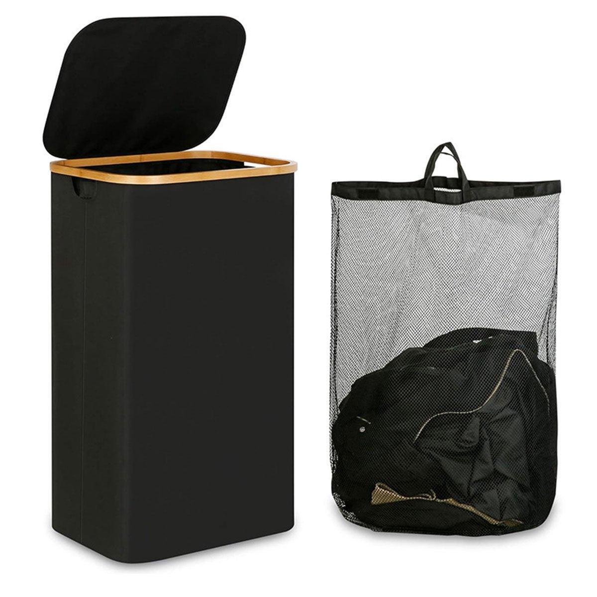 Bathroom Laundry Basket Large Clothes Hamper Dirty Laundry Storage Organizer - Black 6
