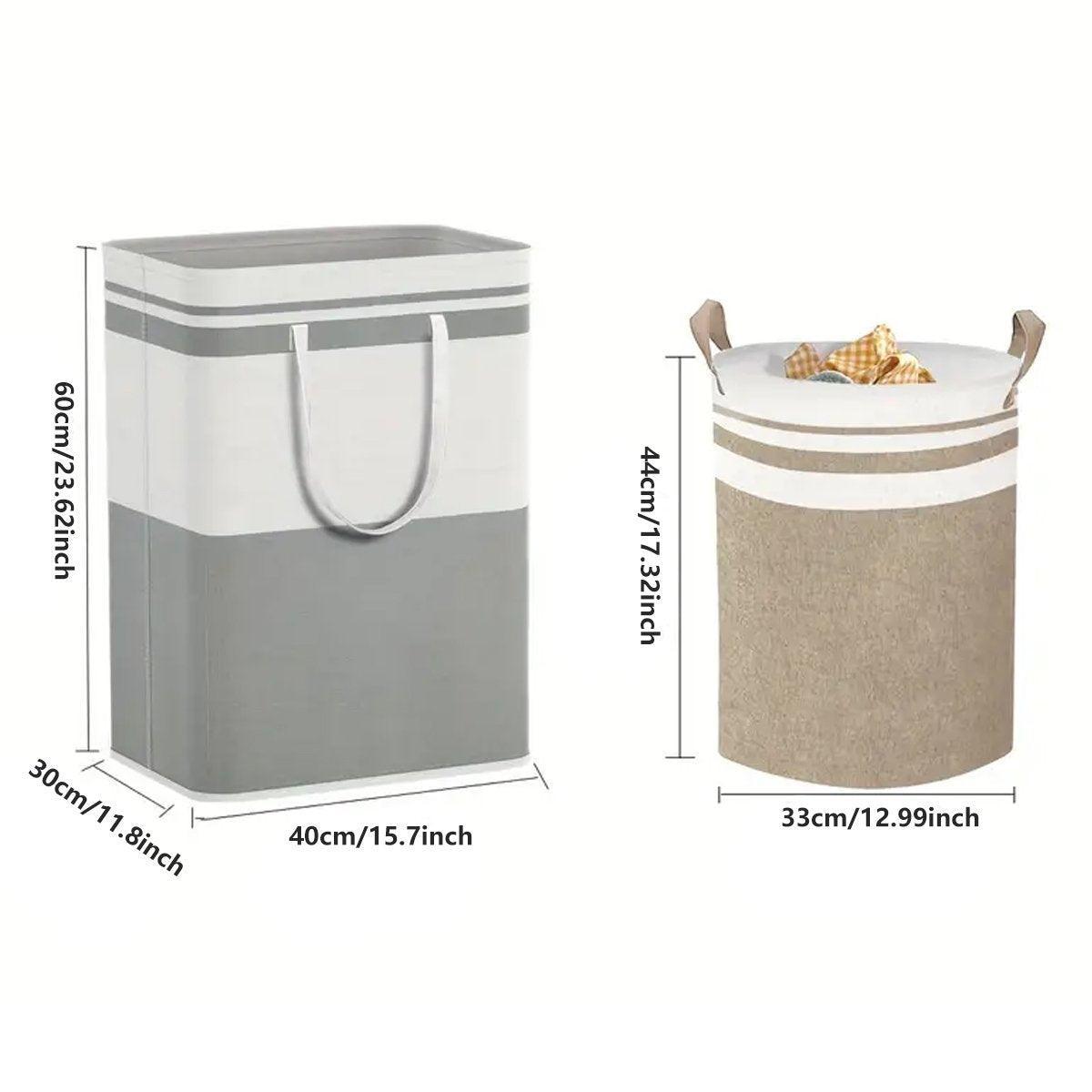 Foldable Canvas Laundry Basket for Dirty Clothes Storage Bag Hamper Organizer - Grey 3