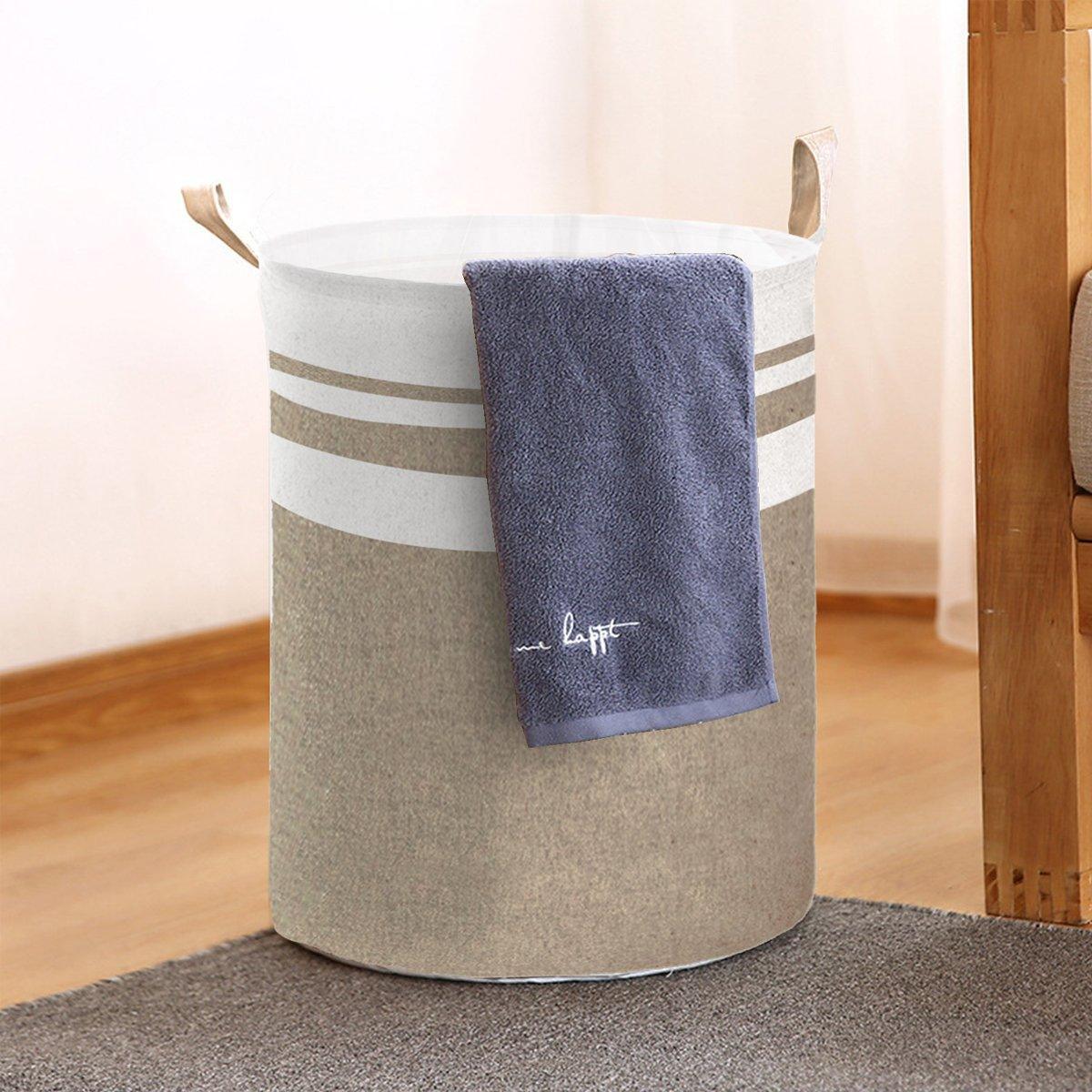 Foldable Canvas Laundry Basket for Dirty Clothes Storage Bag Hamper Organizer - Grey 5