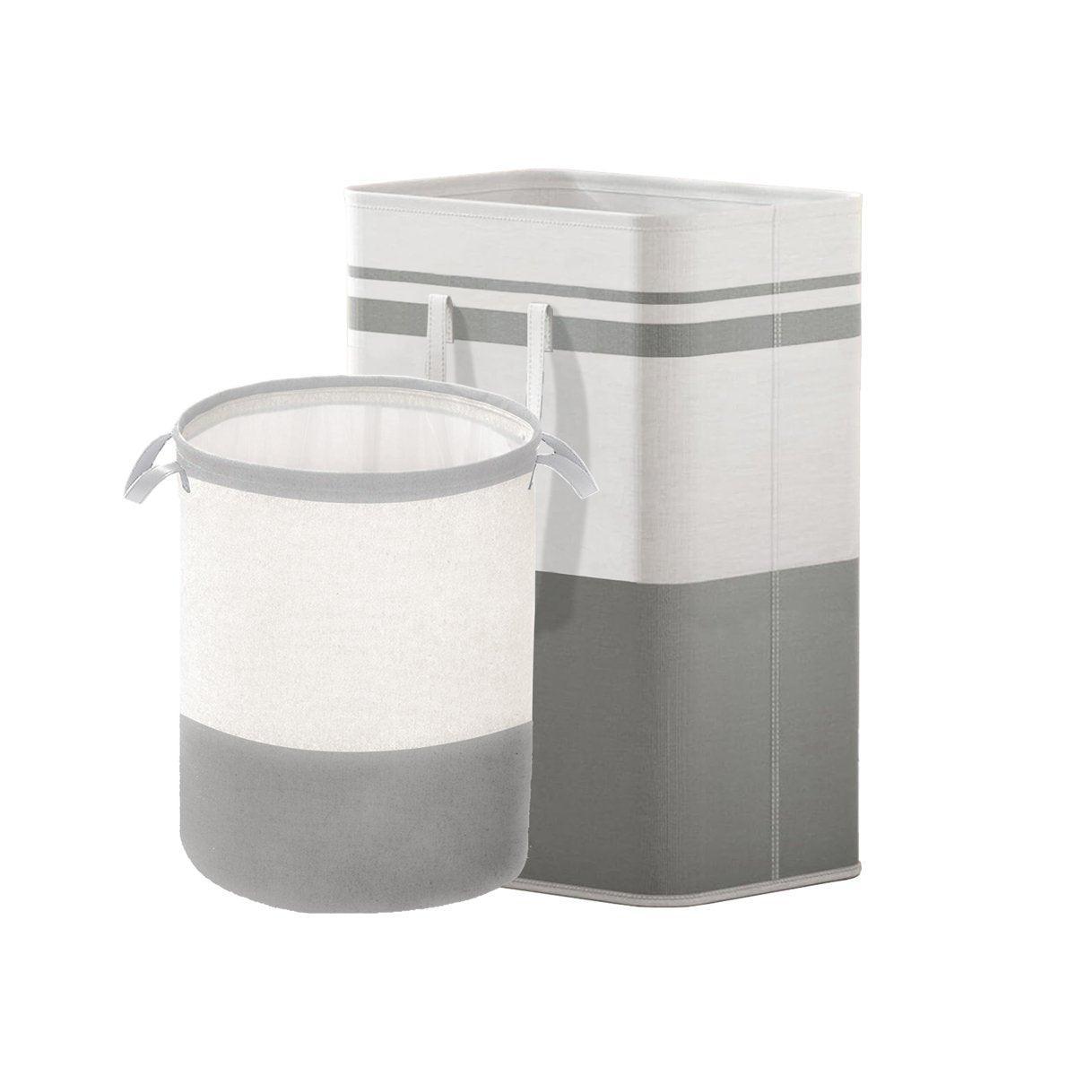 Foldable Canvas Laundry Basket for Dirty Clothes Storage Bag Hamper Organizer - Grey 6