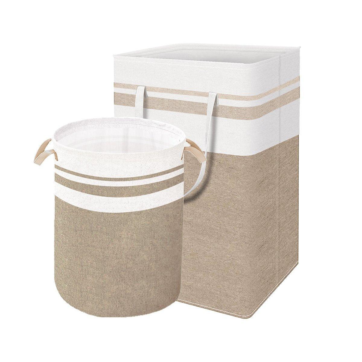 Foldable Canvas Laundry Basket for Dirty Clothes Storage Bag Hamper Organizer - Grey 8