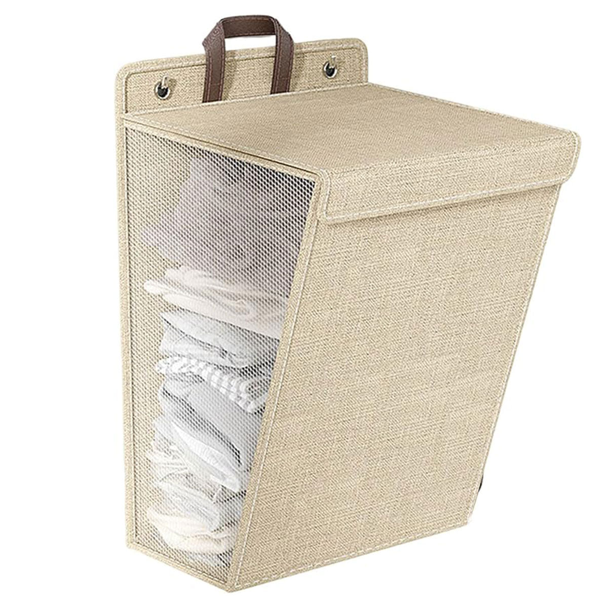 Foldable Laundry Basket Wall Mounted Clothes Storage Basket Household Organizer - Grey 7
