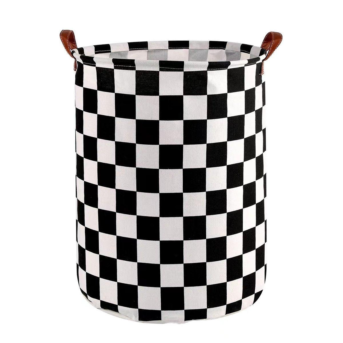 Foldable Laundry Basket Dirty Clothes Hamper Toy Storage Organizer Storage Bin - Black And White Chess 11