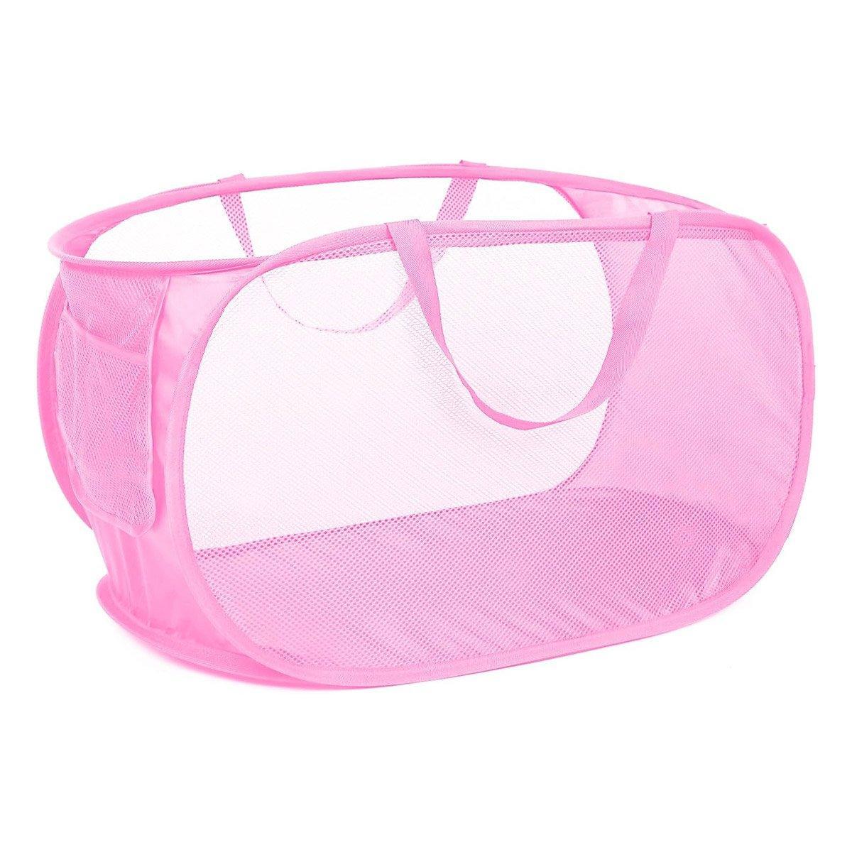 Large Folding Laundry Basket Collapsible Storage Organizer Dirty Clothes Hamper - Pink 8