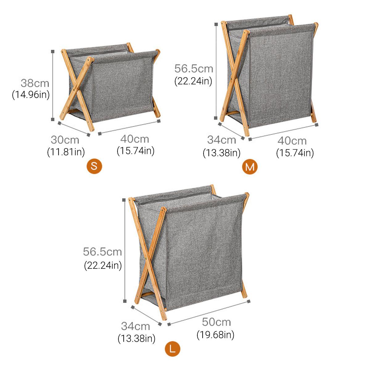 Wooden Collapsible Laundry Basket Dirty Clothes Storage Household Organizer - Beige-S 3