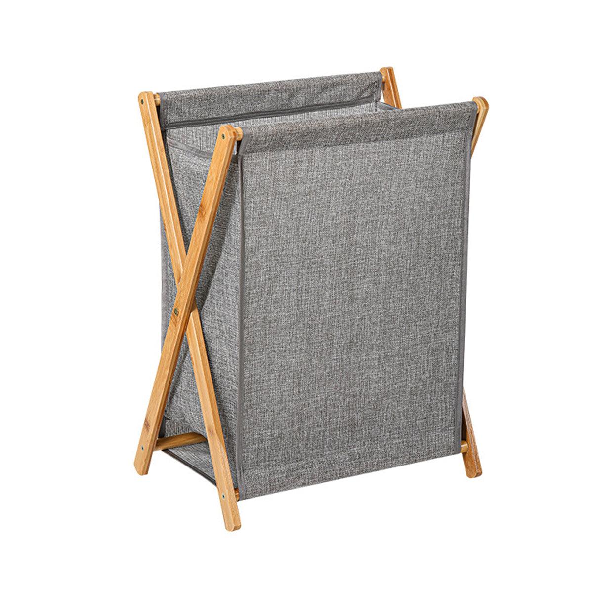 Wooden Collapsible Laundry Basket Dirty Clothes Storage Household Organizer - Beige-S 7