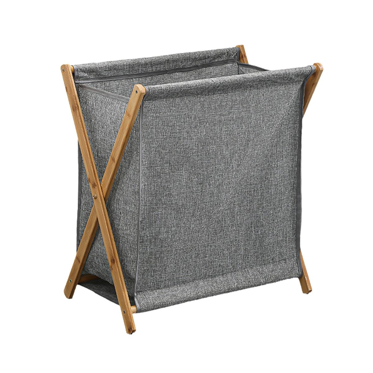 Wooden Collapsible Laundry Basket Dirty Clothes Storage Household Organizer - Beige-S 8