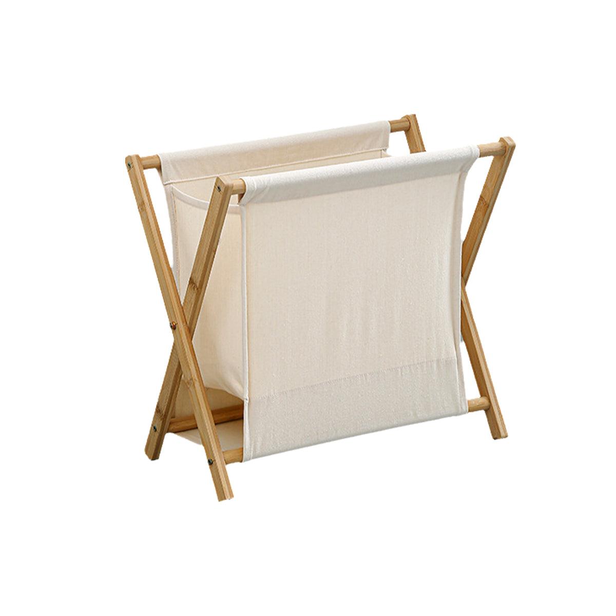 Wooden Collapsible Laundry Basket Dirty Clothes Storage Household Organizer - Beige-S 9