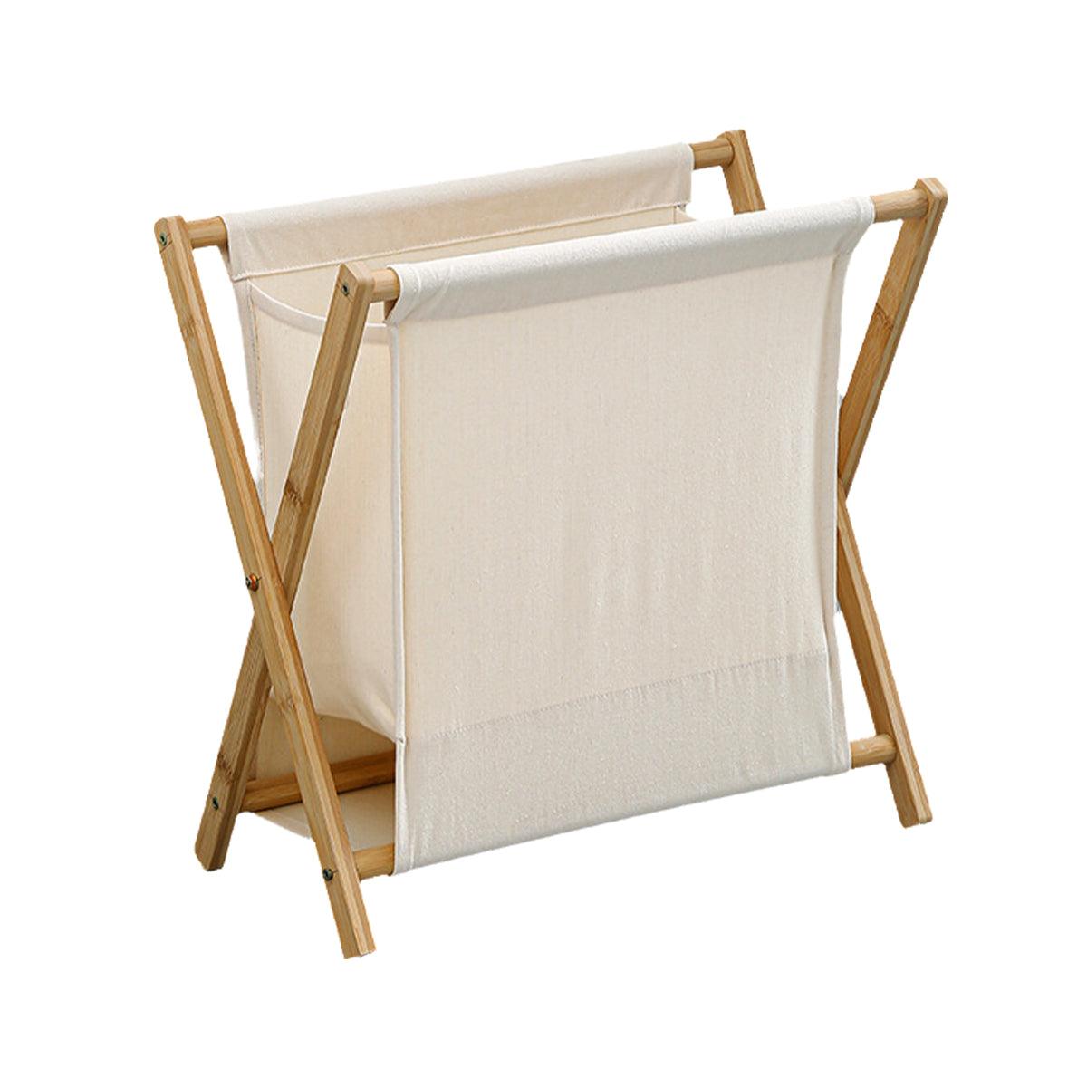 Wooden Collapsible Laundry Basket Dirty Clothes Storage Household Organizer - Beige-S 11