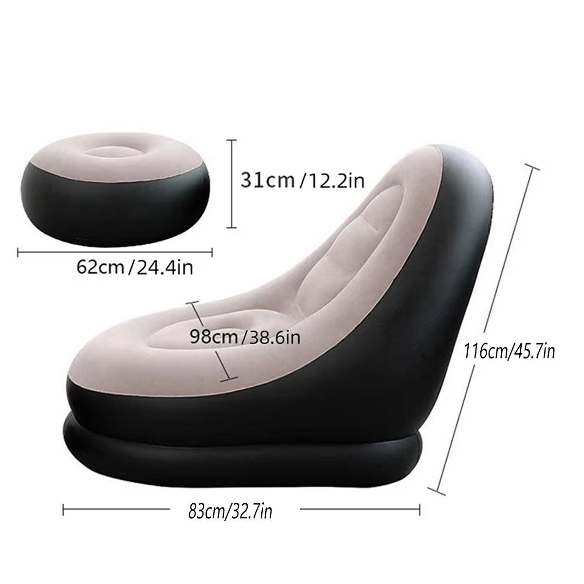 3pcs Inflatable Air Chair Seat Lazy Sofa Lounge Blow Up Ottoman Outdoor Couch 3