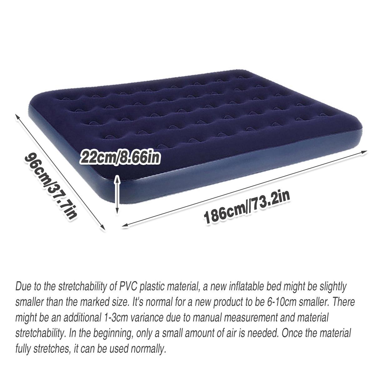 King Size Inflatable Airbed Easy Inflate Flocked Air Mattress Camping Guest Bed 3