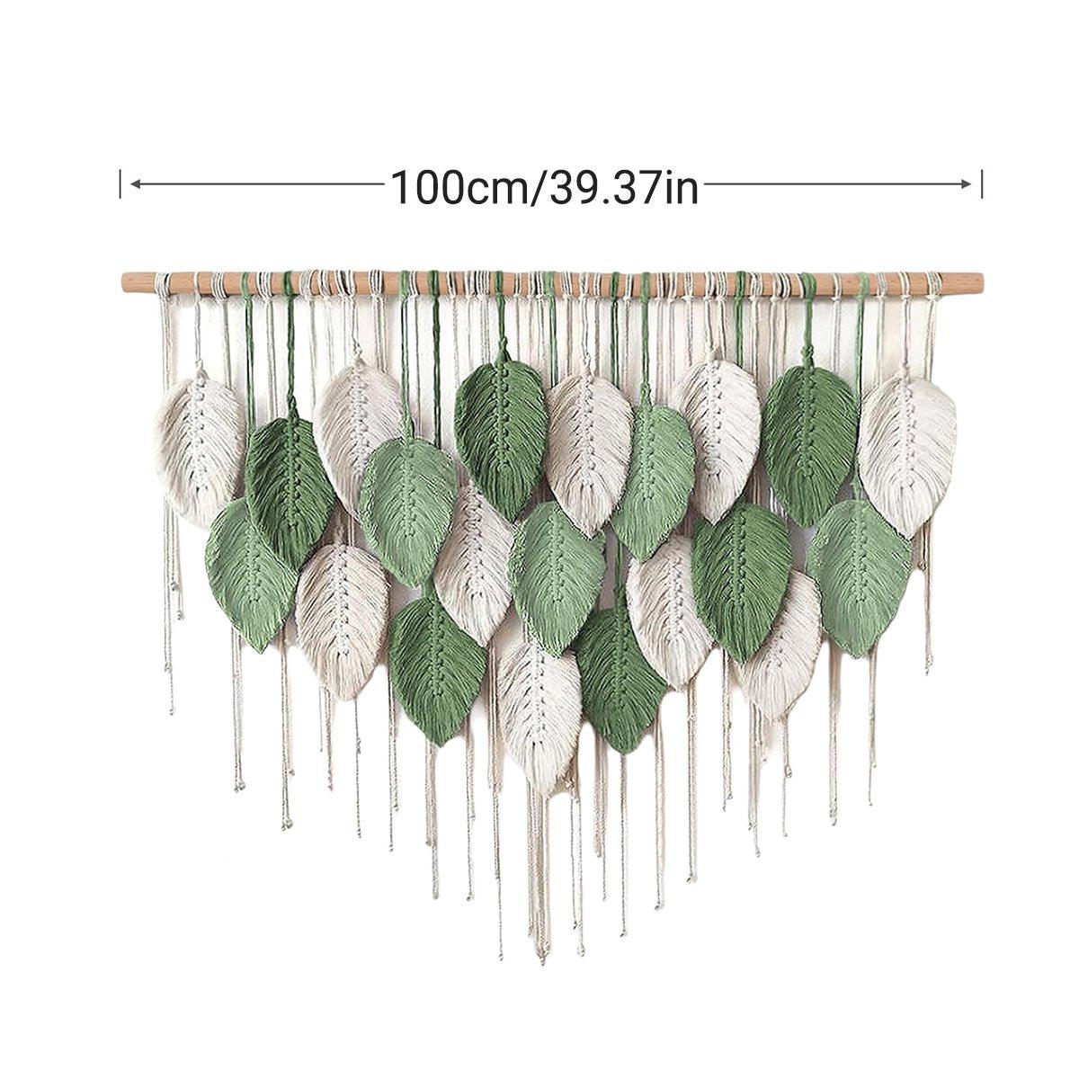 Cotton Rope Woven Leaves Tapestry Wall Hanging for Living Room Bedroom Decor 3