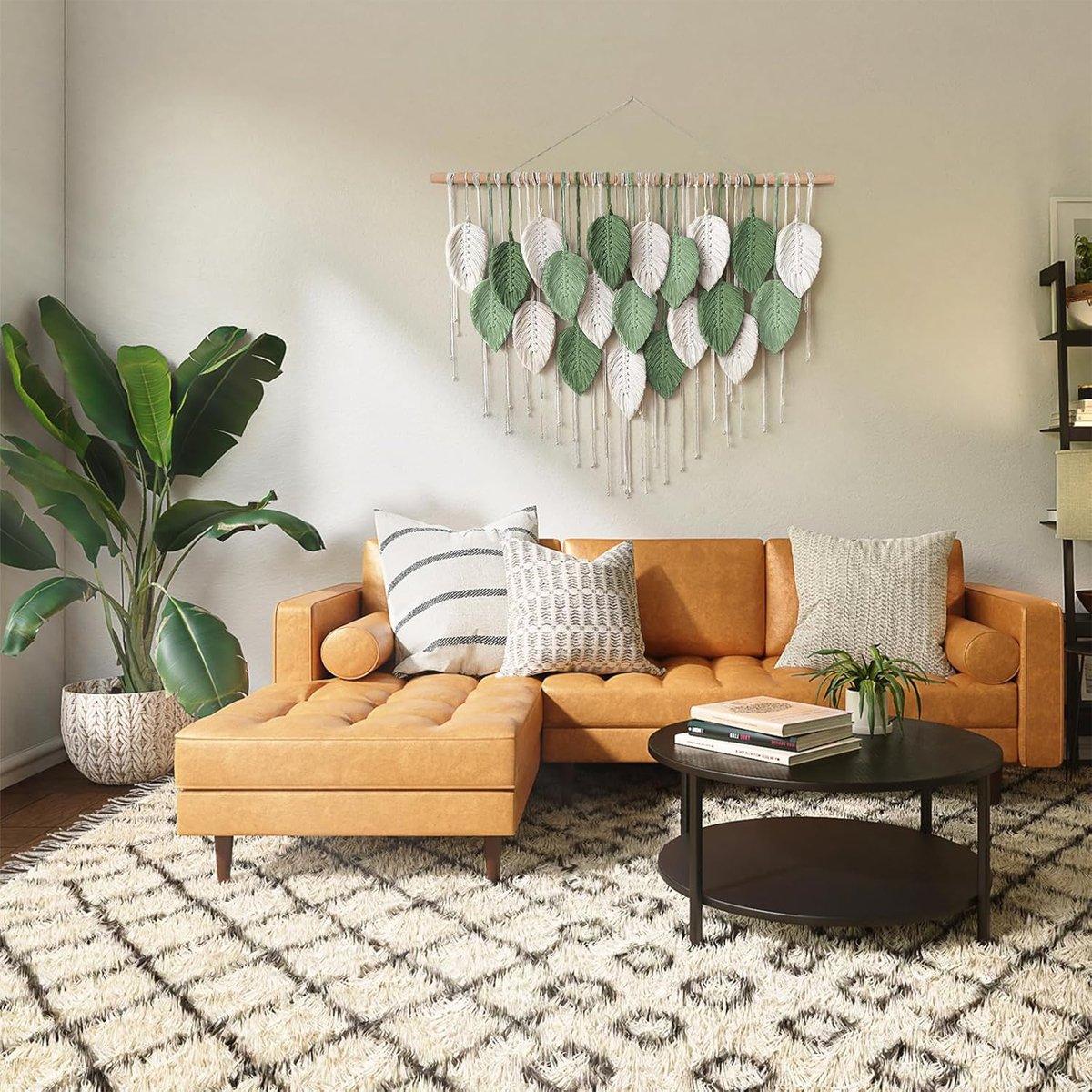 Cotton Rope Woven Leaves Tapestry Wall Hanging for Living Room Bedroom Decor 5