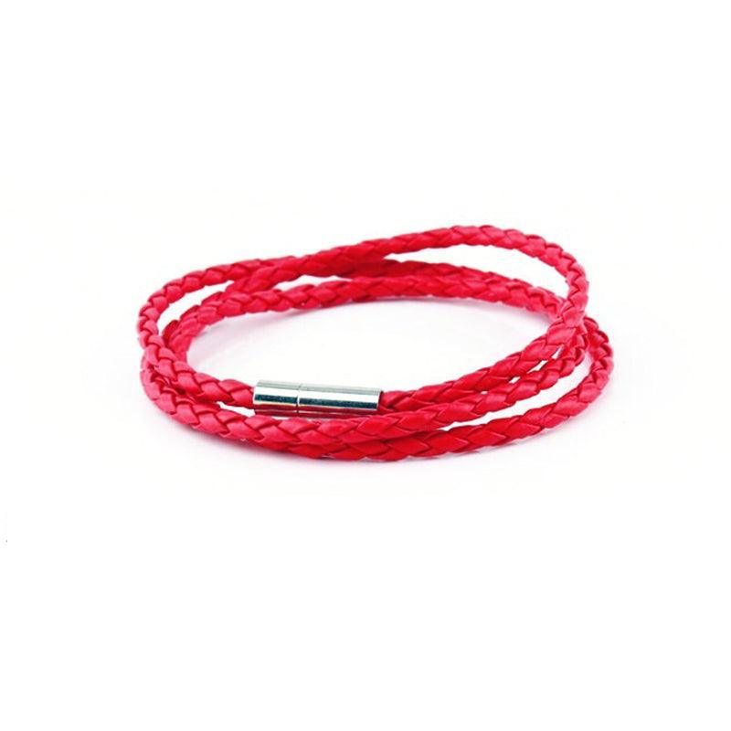 1Pc New Fashion Men Women Three Laps Pu Leather Bracelet Wristband Bangle Punk - Black 9