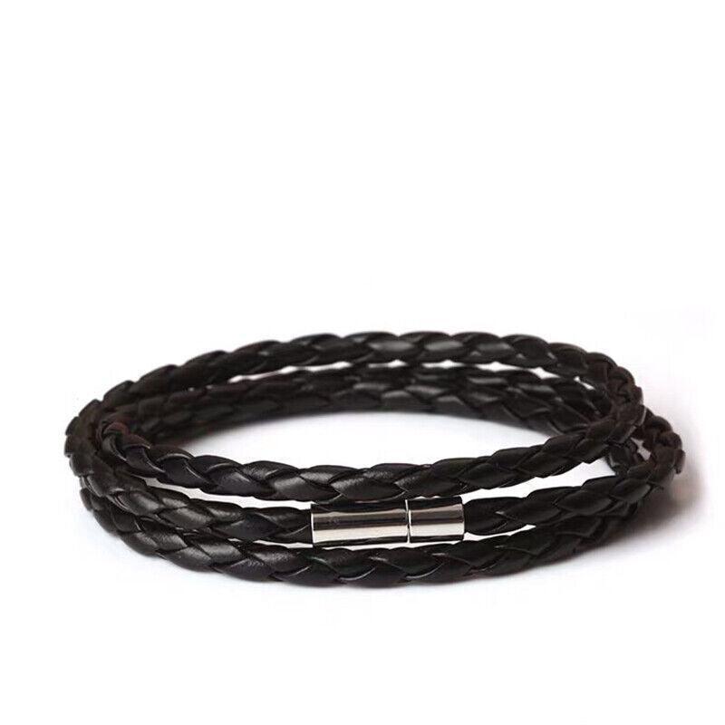 1Pc New Fashion Men Women Three Laps Pu Leather Bracelet Wristband Bangle Punk - White 4
