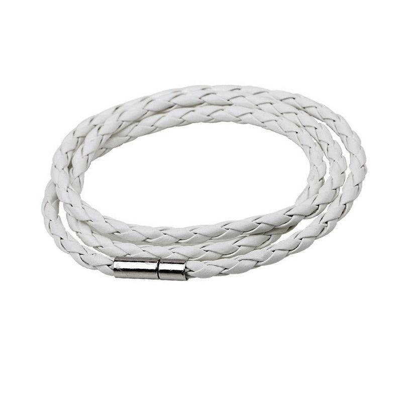 1Pc New Fashion Men Women Three Laps Pu Leather Bracelet Wristband Bangle Punk - White 8
