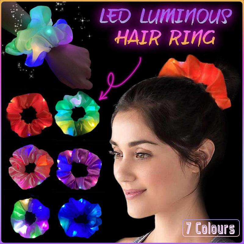 Led Shinny Hair Ties Elastic Scrunchies Women Teen Party Accessories - Orange