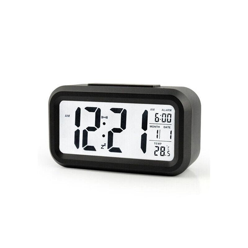 Digital Bedside Led Snooze Alarm Clock Time Temperature Day/Night Desktop Clock - White 6