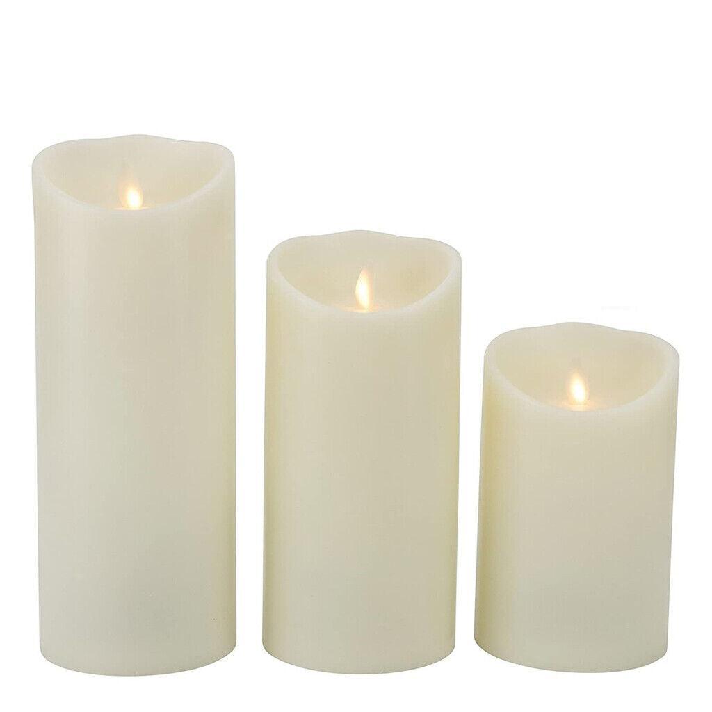 3X Flameless Led Candle Warmwhite Moving Dancing Wick Electic Candles Weding