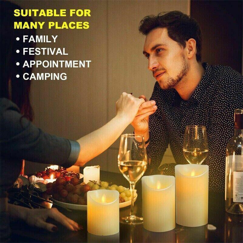 3X Flameless Led Candle Warmwhite Moving Dancing Wick Electic Candles Weding 5