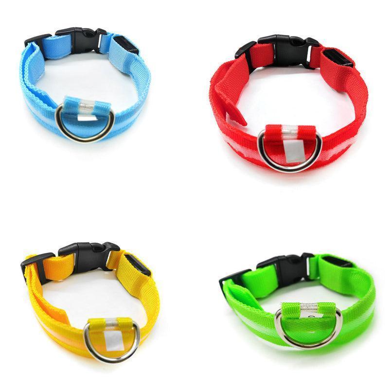 M Size USB Rechargeable LED Dog Collar Nylon Glow Flashing Light Up Pet Collar - Red