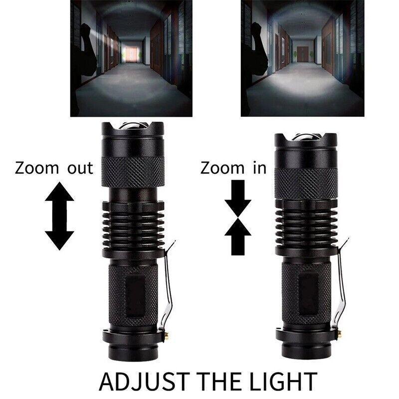 5/10x Mini Q5 LED Flashlight Torch Adjustable Focus Zoom Light Lamp 1200LM - 5PCS 5