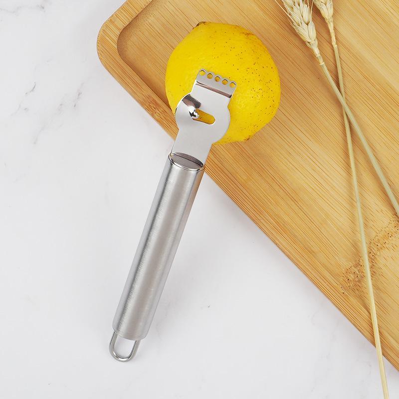 Lemon Zester Grater Knife Tool Stainless Steel with Channel Garnish Citrus Lime - Black 4