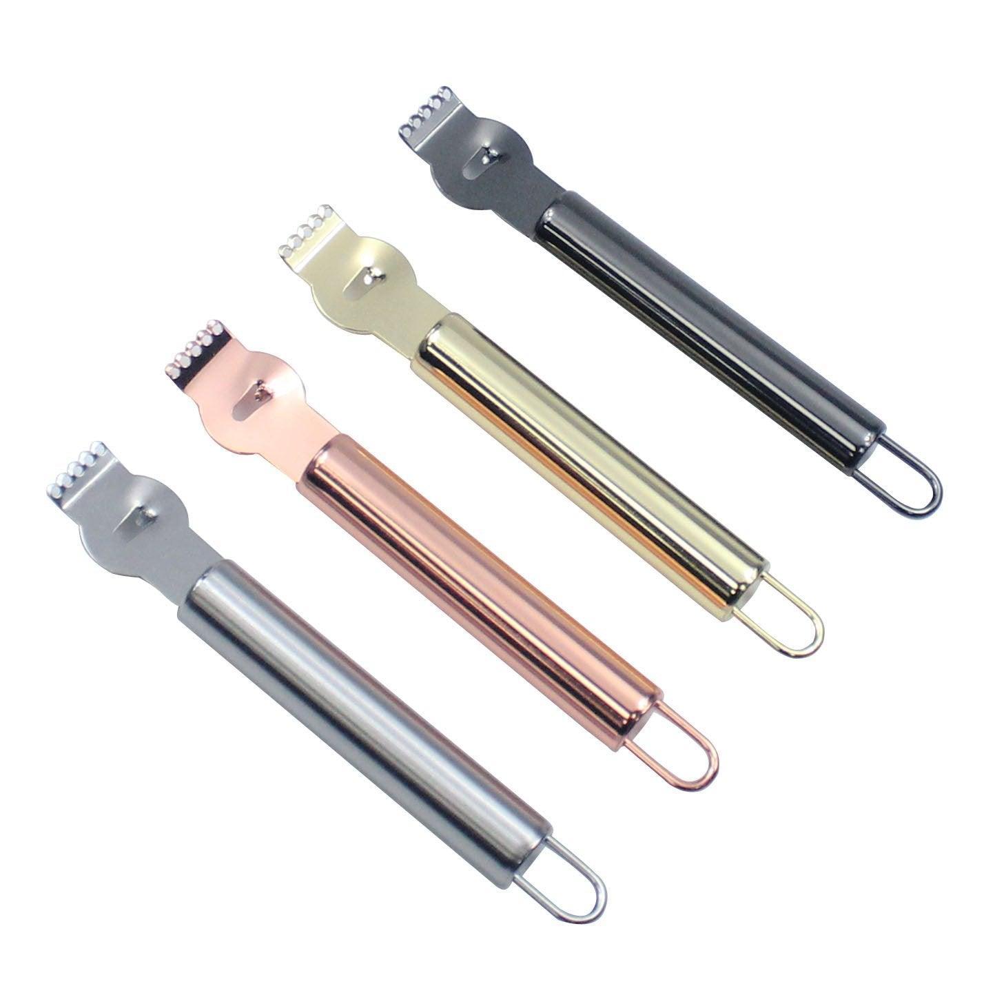 Lemon Zester Grater Knife Tool Stainless Steel with Channel Garnish Citrus Lime - Rose Gold