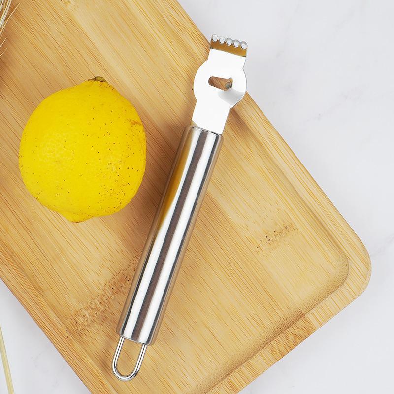 Lemon Zester Grater Knife Tool Stainless Steel with Channel Garnish Citrus Lime - Silver 3