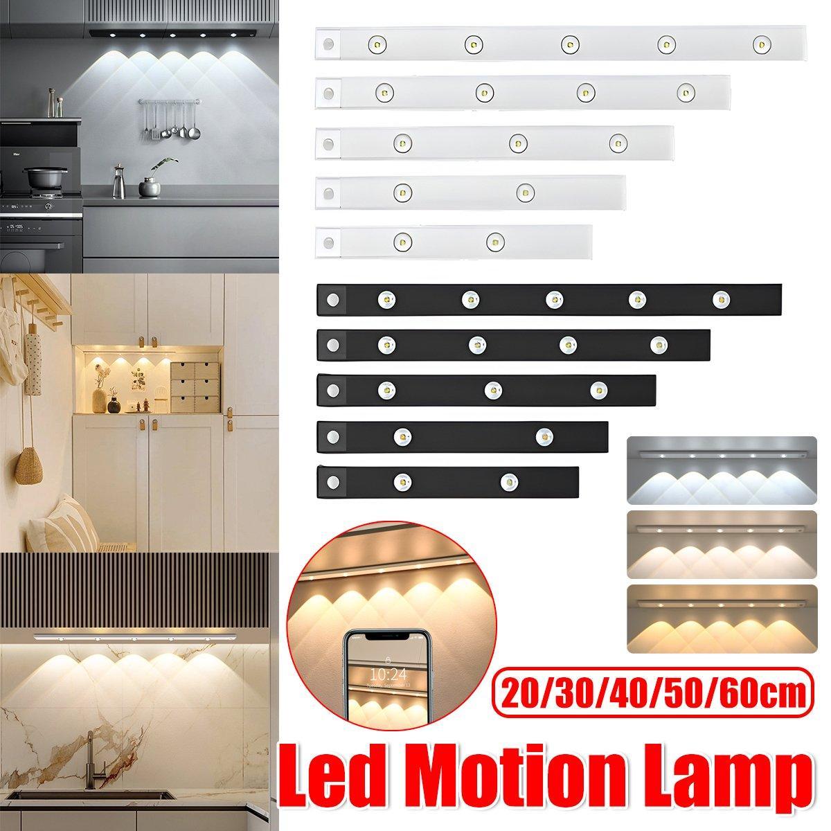 Ultra-Thin Intelligent LED Motion-Sensing Light Bar Rechargeable Strip Lamp - Remote Control Model - Black 50cm