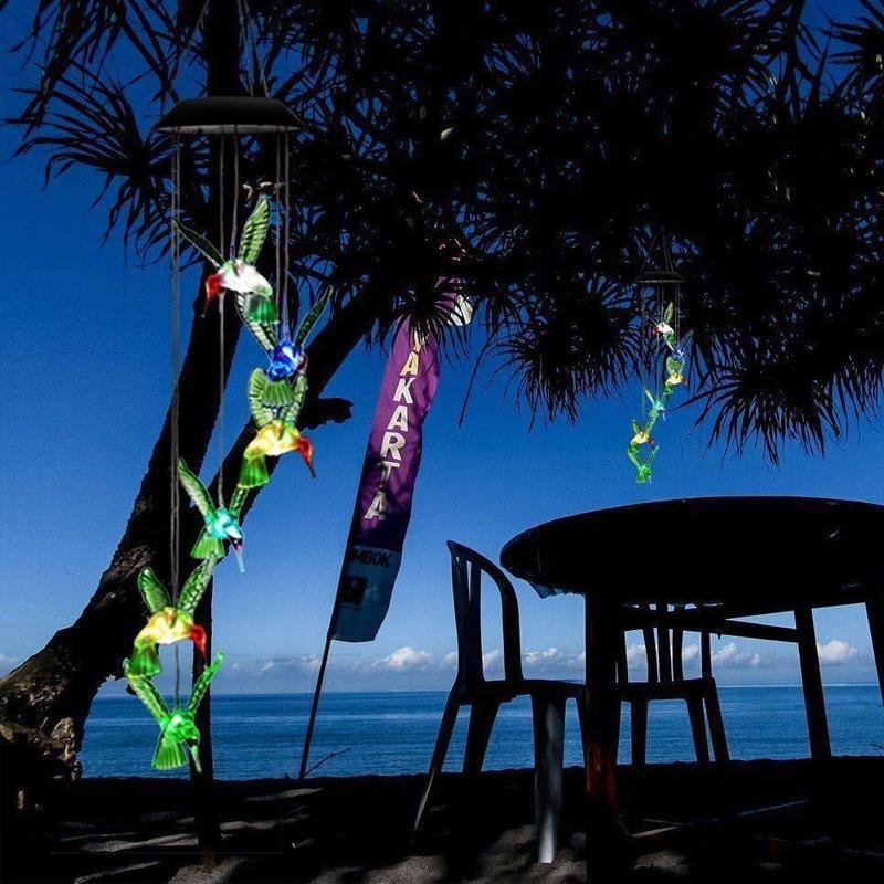 Wind Chimes Solar Powered Led Lights Changing Hanging Garden Yard Outdoor Decor - Dragonfly 3